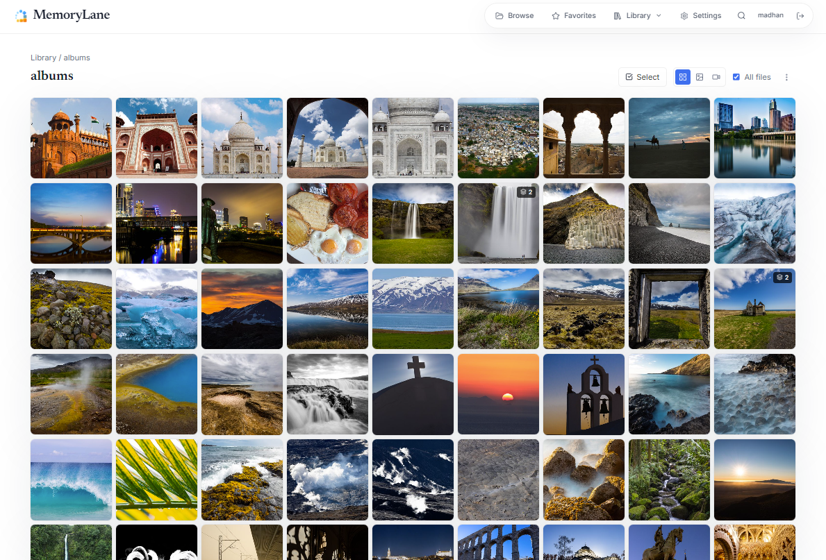 MemoryLane browsing a visual index of photographs while retaining the archive's folders